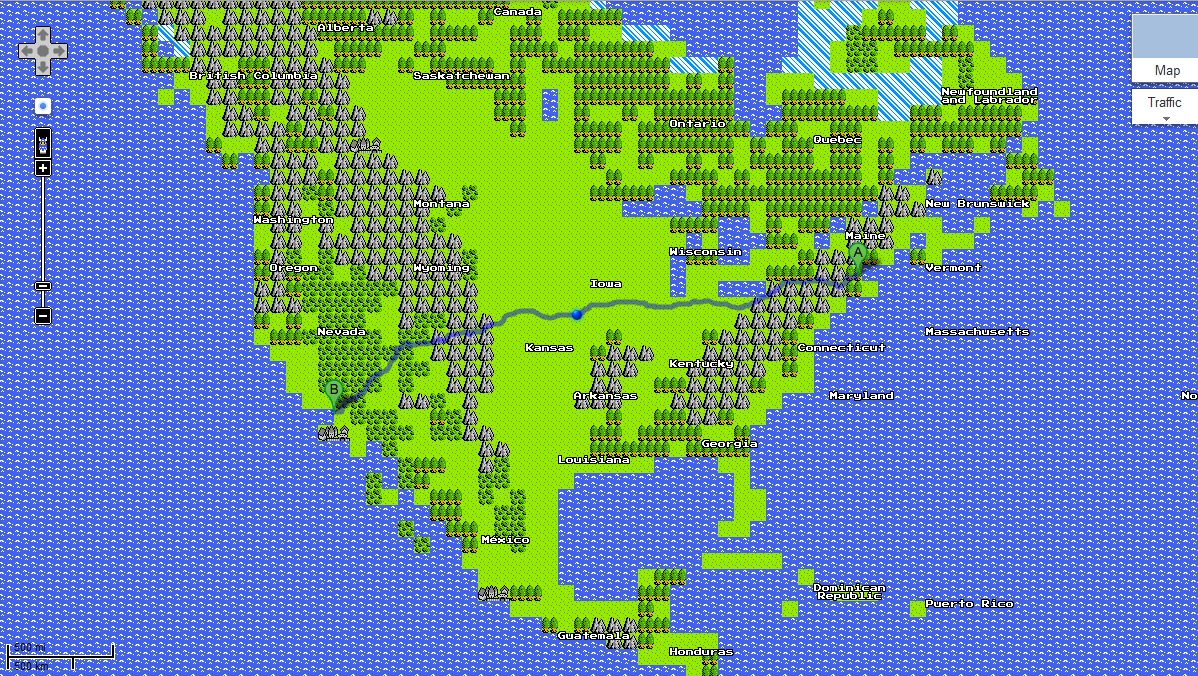 1º de Abril: Google lança versão 8 bits do Google Maps