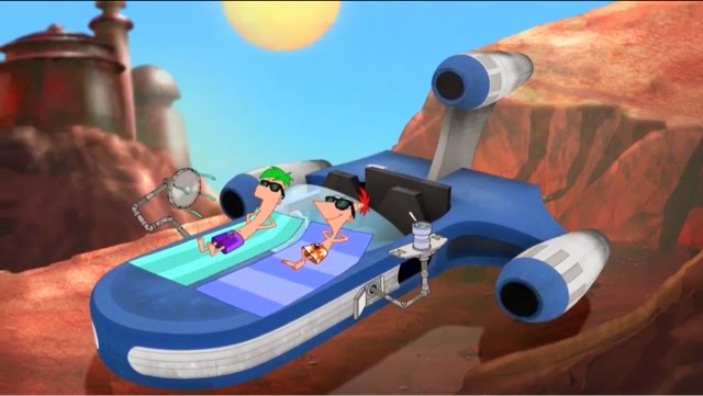Phineas and Ferb enjoying endless summer on Tatooine