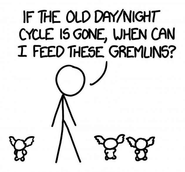 Stick figure with Gremlins
