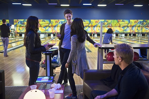Double date in a bowling alley