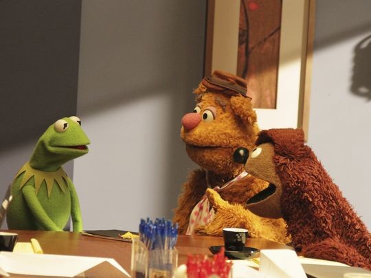 Kermit the Frog, Fozzie Bear, and Rowlf the Dog