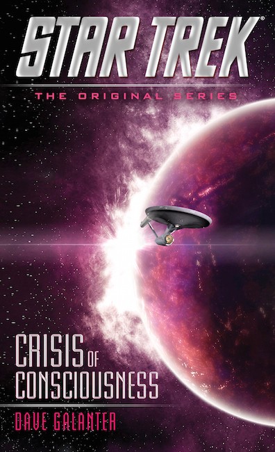 Crisis of Consciousness Book Cover - USS Enterprise orbiting a planet