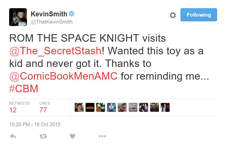 Kevin Smith tweets about ROM on AMC's "Comic Book Men"