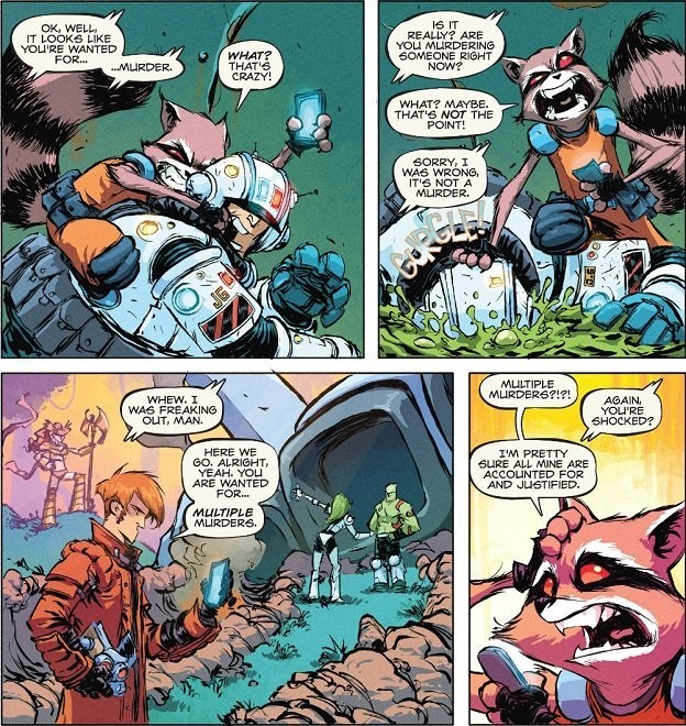 Rocket Raccoon looking for help from the Guardians of the Galaxy