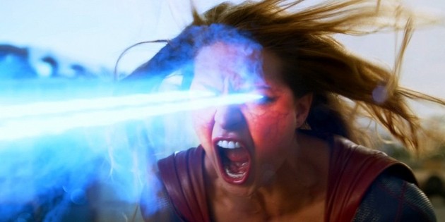 Supergirl using her insane heat vision