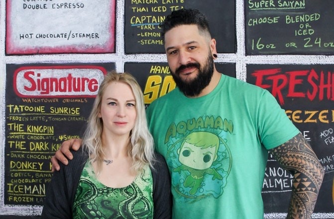 Cori and Mike, Owners of Watchtower Coffee & Comics