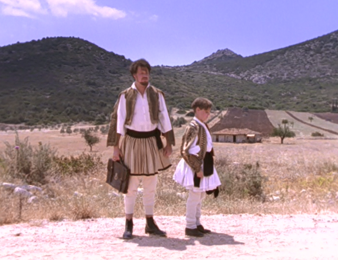Indy and his dad in Greek clothes
